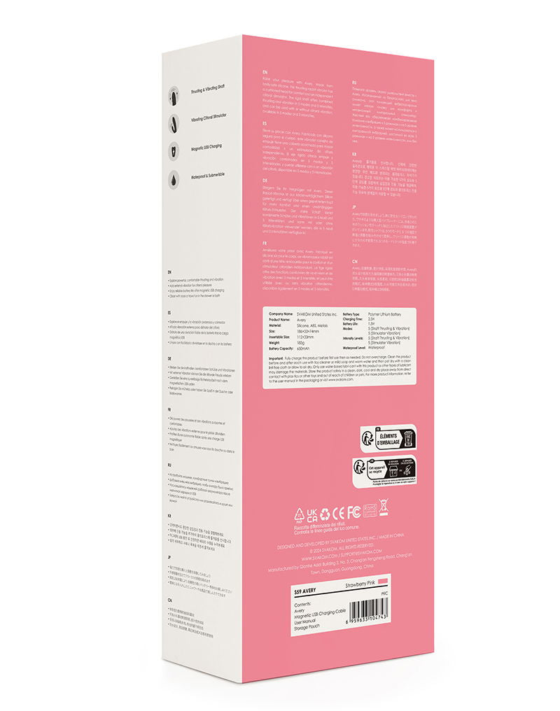 SVAKOM - Avery - Thrusting Rabbit Vibrator - Strawberry Pink