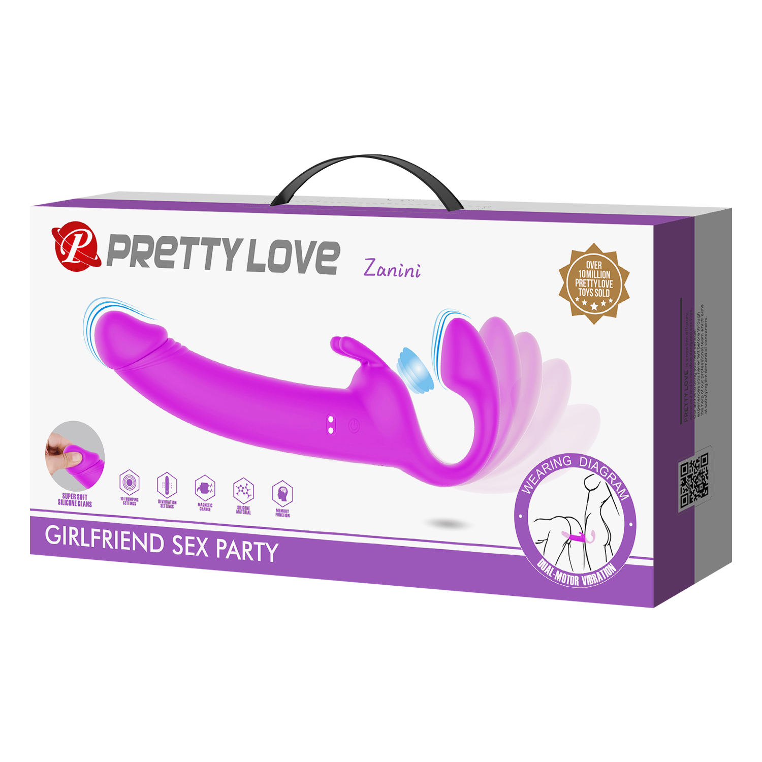 Pretty Love - Zanini - Vibrerende Strapless Strap-On - Paars