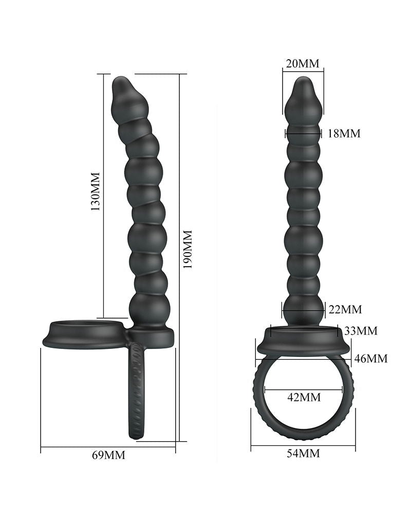 Pretty Love - Dillion - Cockring Anaal Kralen - Zwart