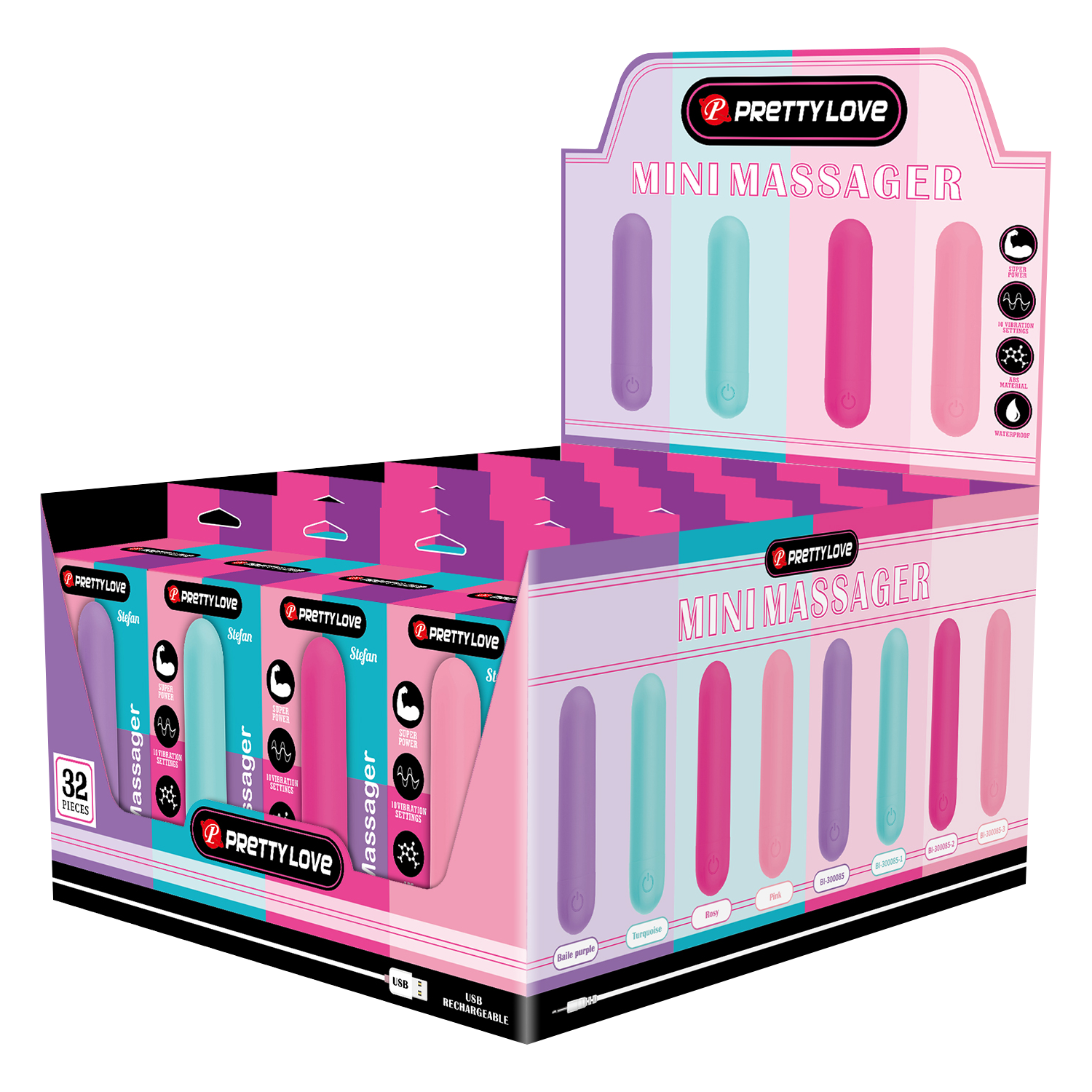 Pretty Love - Stefan - Mini Massager 32 Stuks - Kleuren Assorti