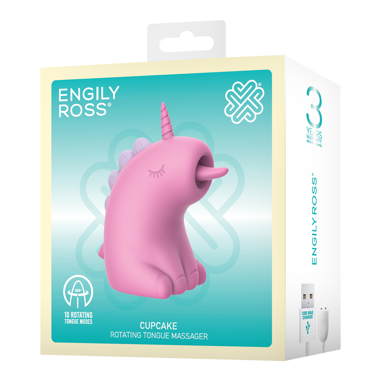 ER - Cupcake Unicorn - 360° Roterende Tong Massage - Roze