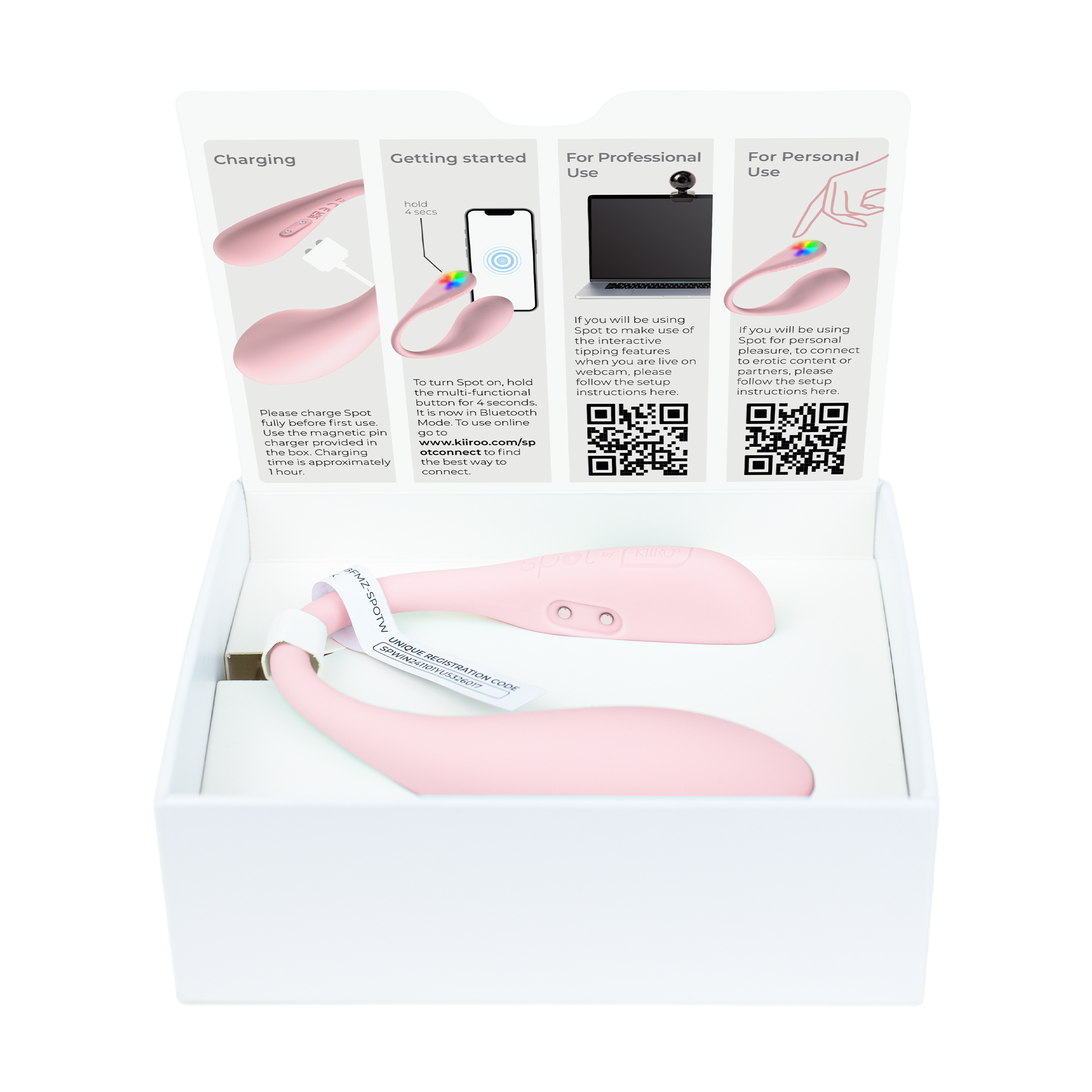KIIROO- Spot - Draagbare Interactieve Ei-vibrator - Kiss Me Pink