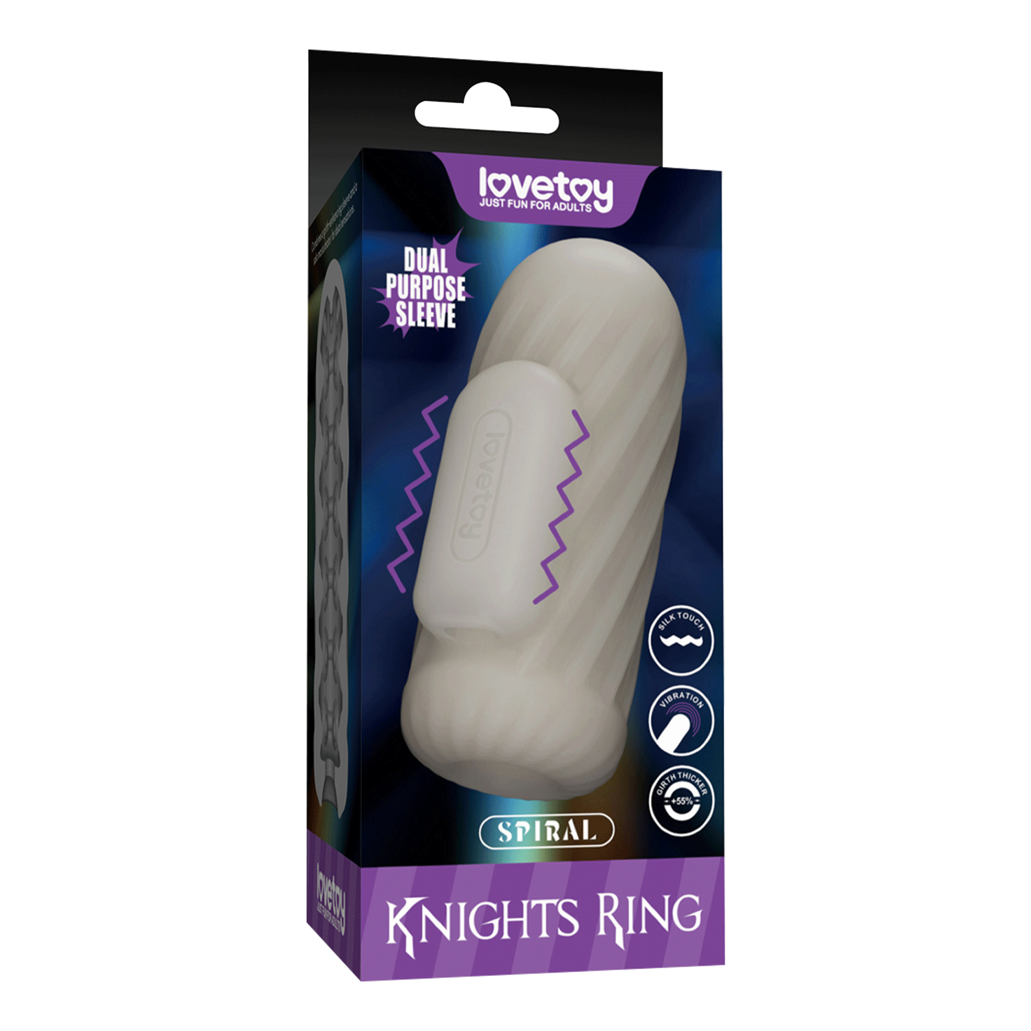 LoveToy - Knights Ring - Vibrerende Dual Purpose Sleeve - Spiraal - Wit