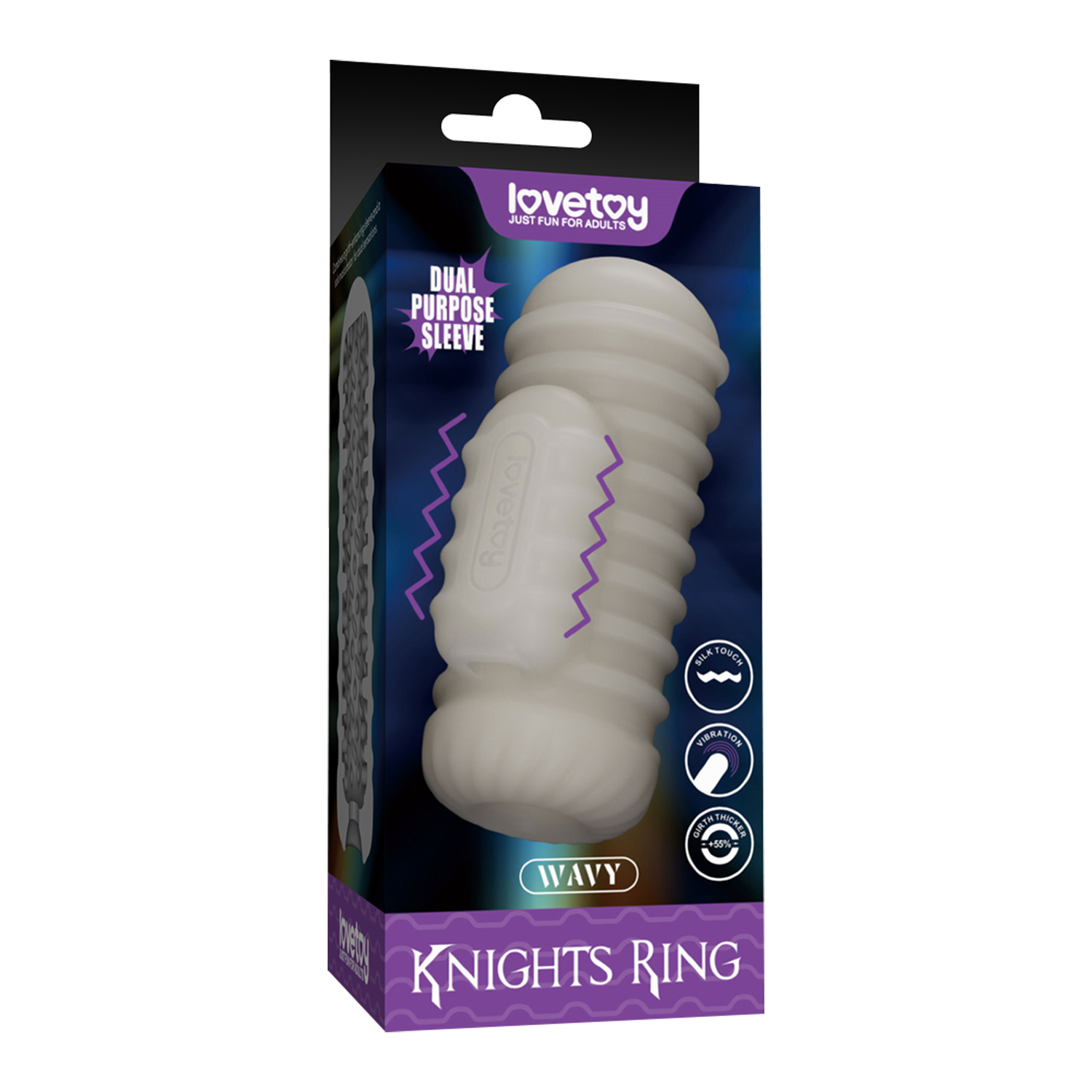 LoveToy - Knights Ring - Vibrerende Dual Purpose Sleeve - Golvend - Wit