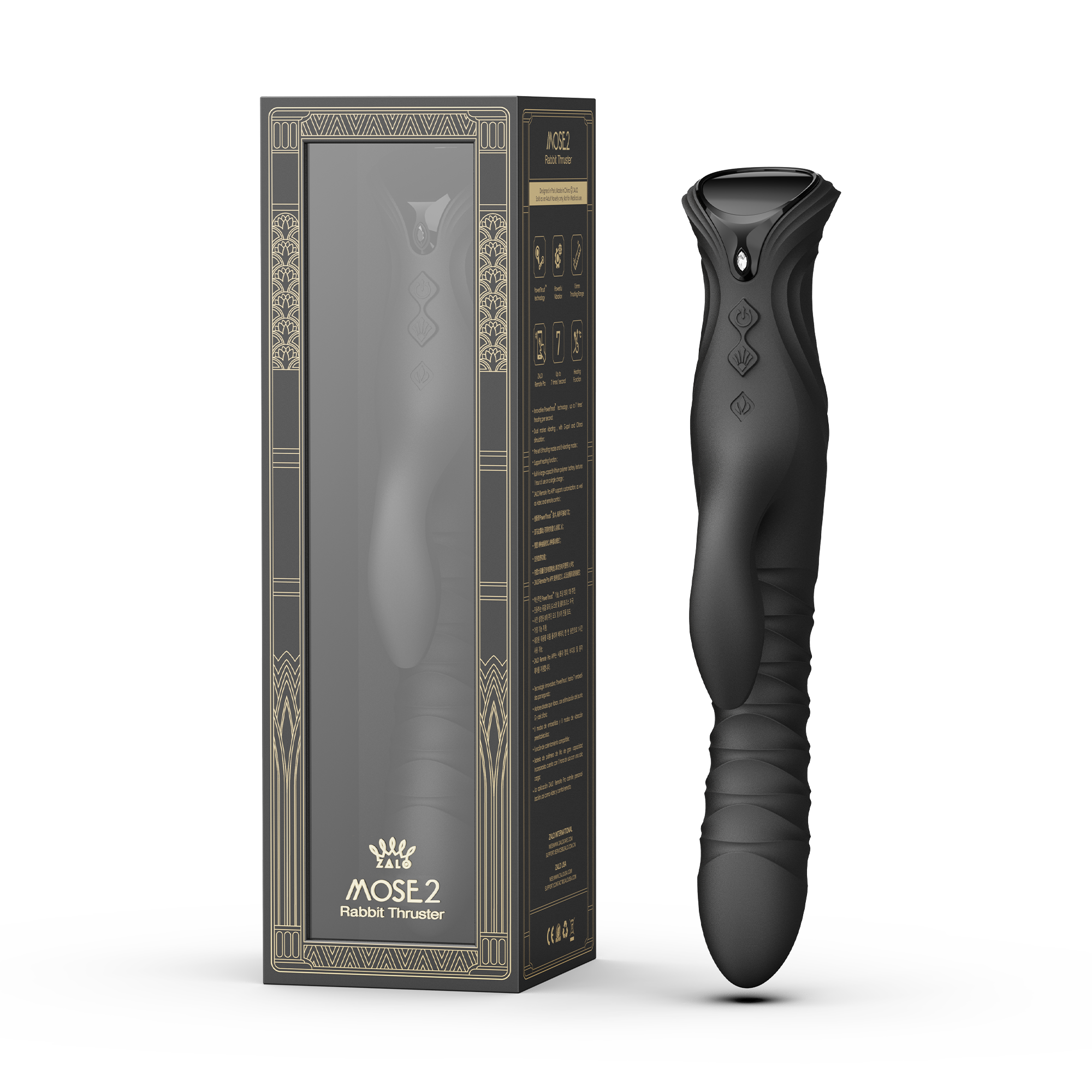 ZALO- Mose 2 - Rabbit Thrusting Vibrator - Zwart
