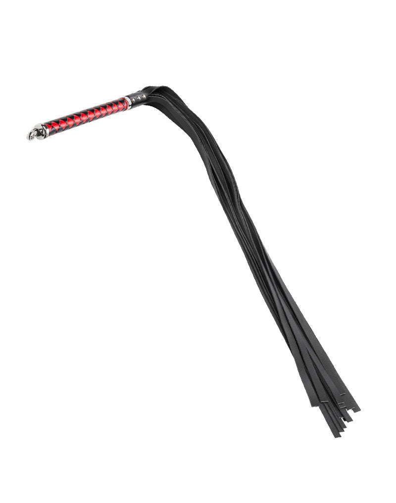 RISE - Lange Flogger (zachte staarten) - Zwart/Rood