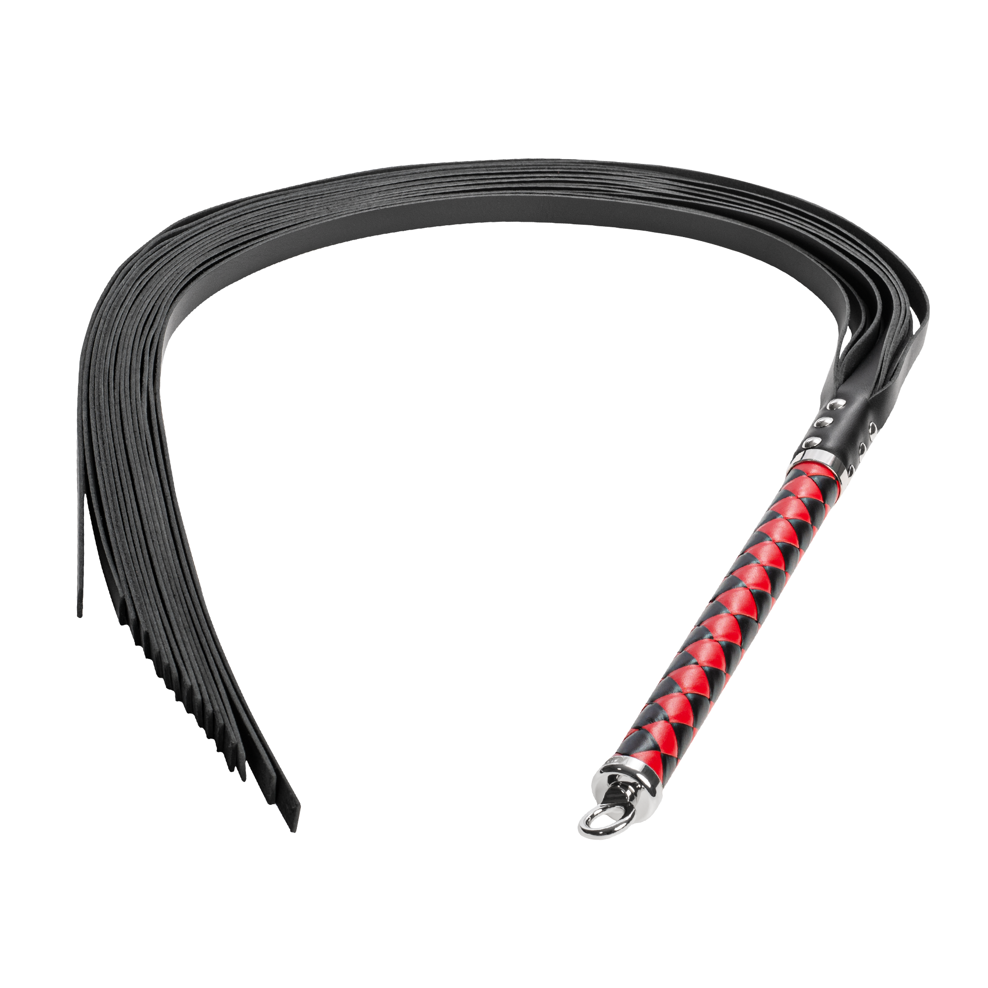 RISE - Lange Flogger (zachte staarten) - Zwart/Rood