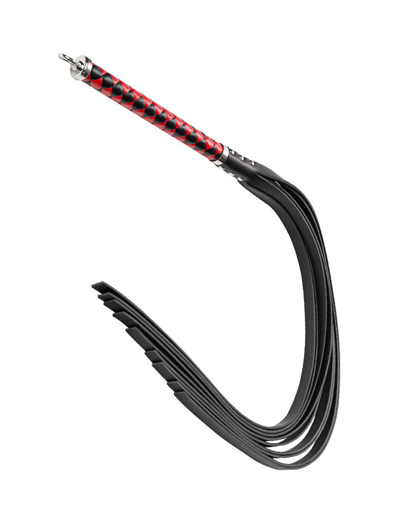RISE - Lange Flogger (Harde Staarten) - Zwart/Rood