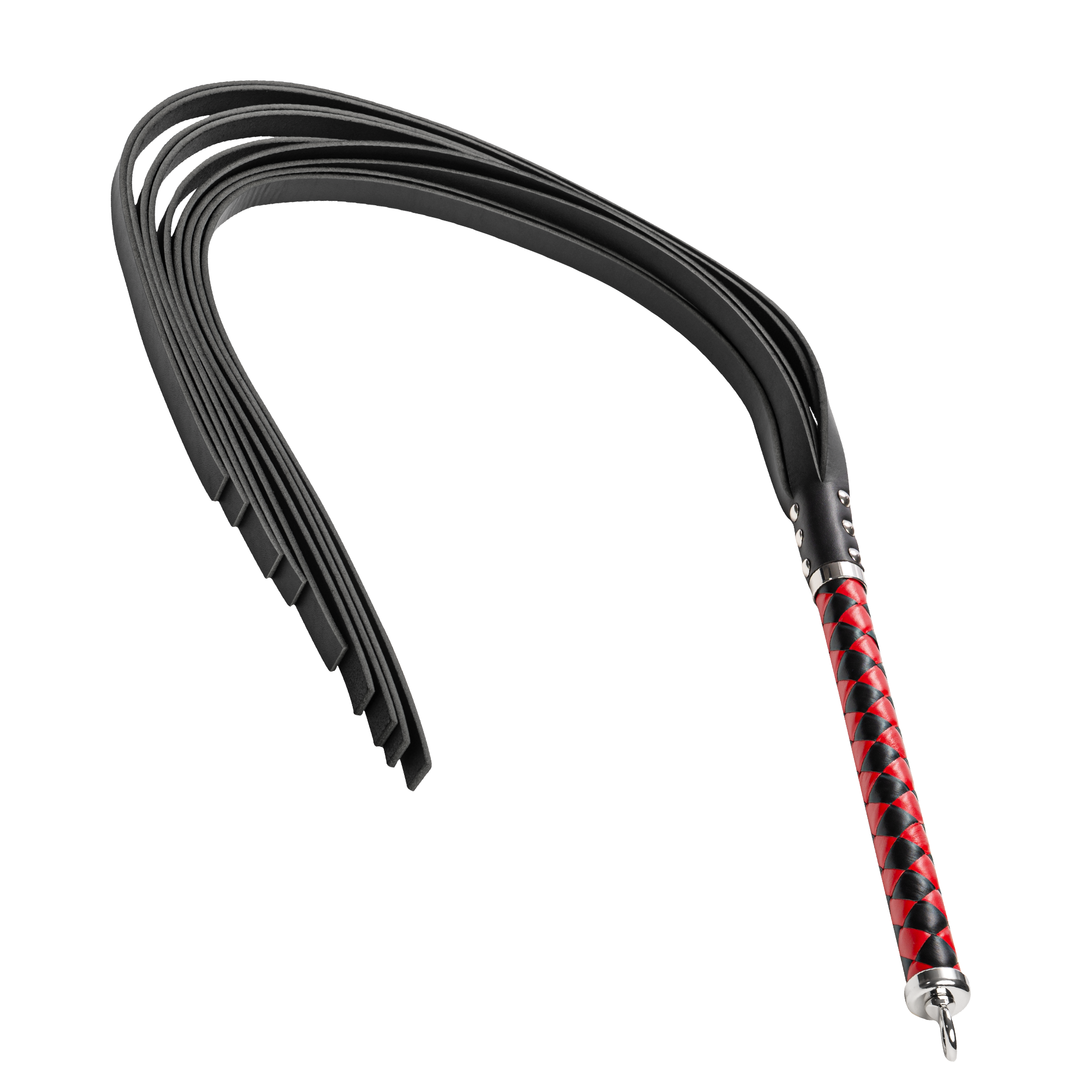 RISE - Lange Flogger (Harde Staarten) - Zwart/Rood