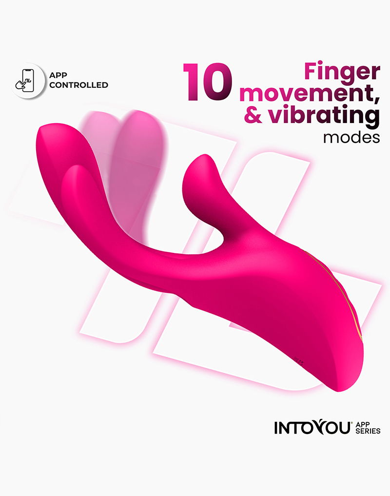 IY - Derek - Vibrator met vingerbeweging, 3 motoren, App-bediening - Roze