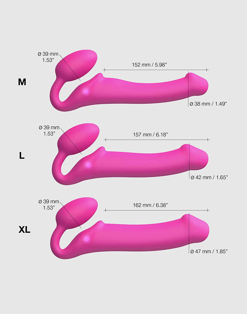 Strap-On-Me - Buigbare Strap-On Vibrator met Afstandsbediening Maat M - Fuchsia