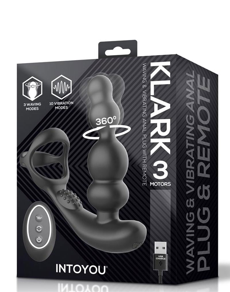 IY Klark - Wuivende & Vibrerende Anaalplug met Afstandsbediening - Zwart