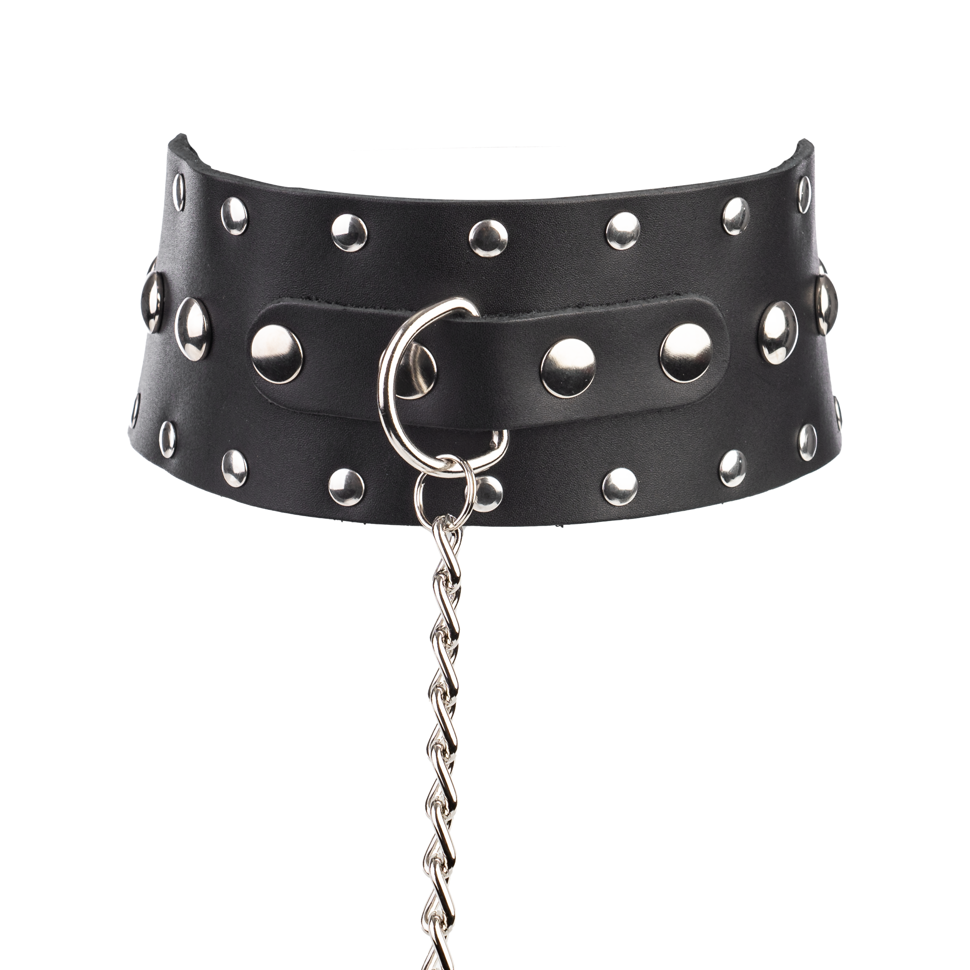Rimba - Halsband met studs en hondenketting, verstelbaar met gesp.