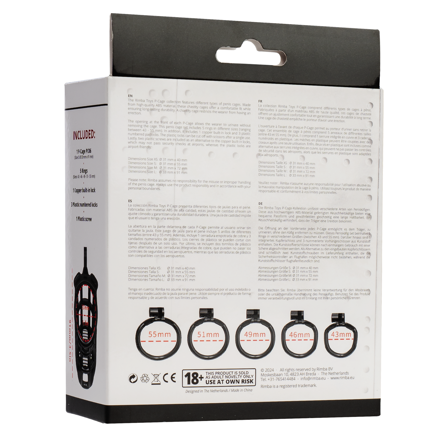 Rimba P-Cage - P-Cage PC06 - Peniskooi Maat L - Zwart