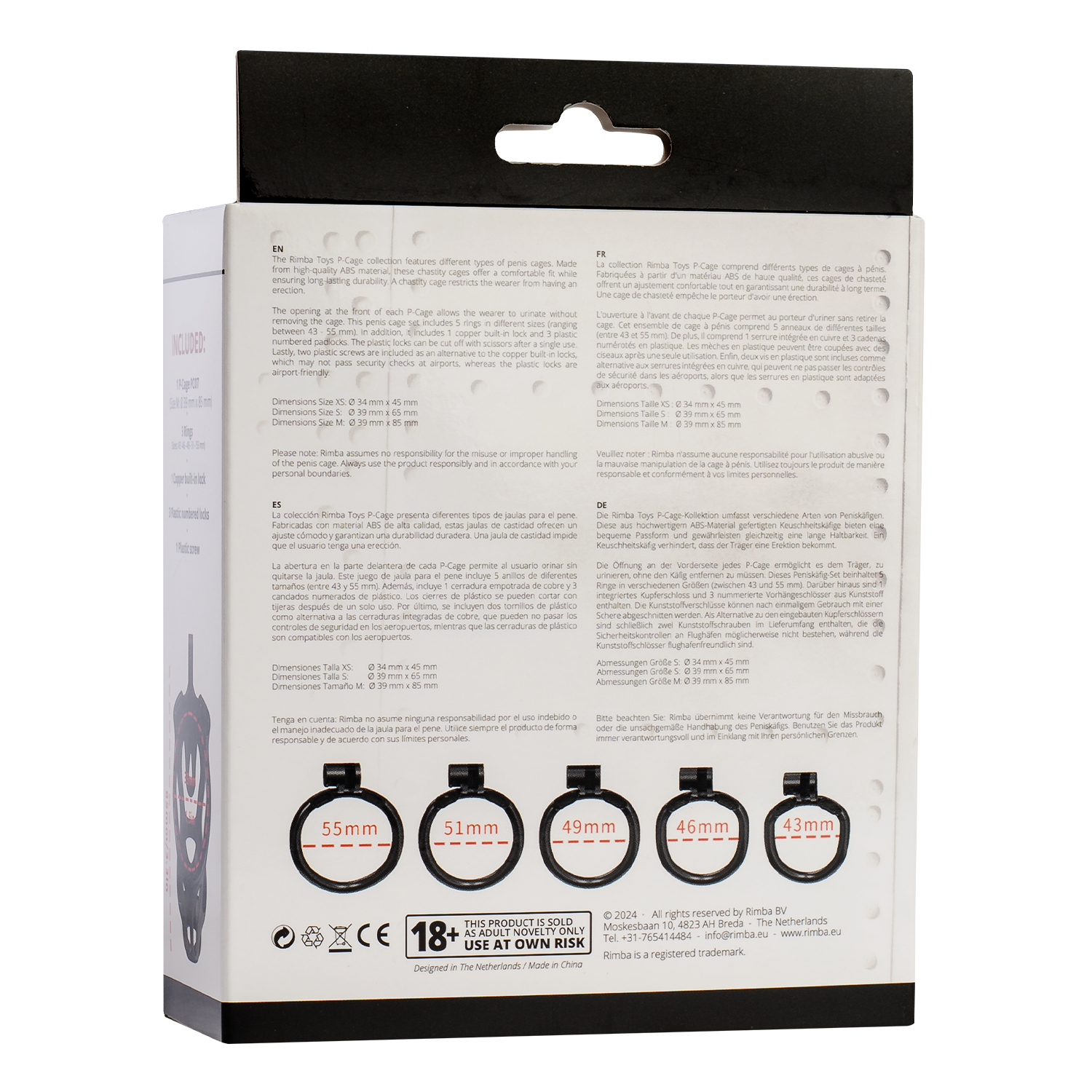 Rimba P-Cage - P-Cage PC07 - Peniskooi Maat M - Zwart