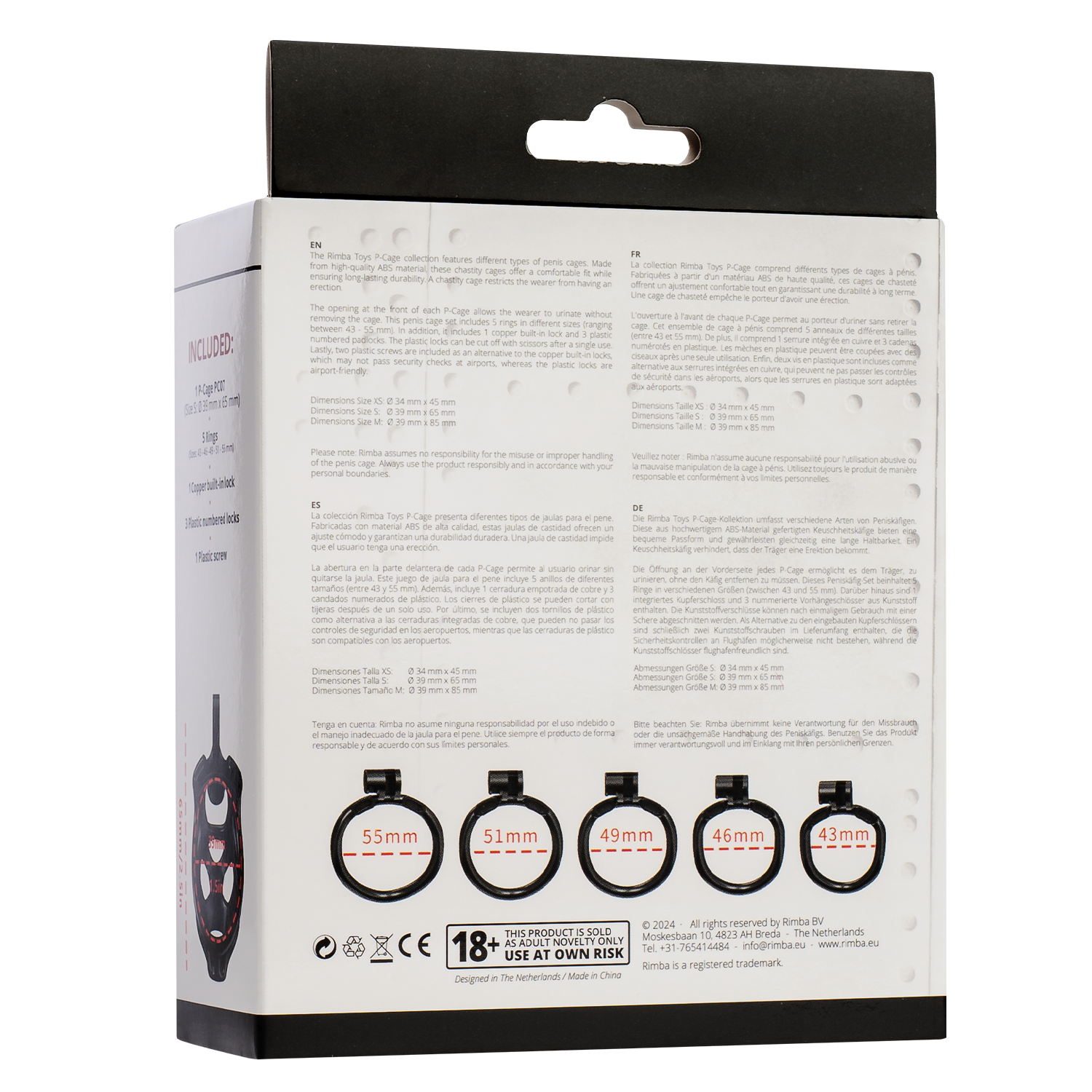 Rimba P-Cage - P-Cage PC07 - Peniskooi Maat S - Zwart