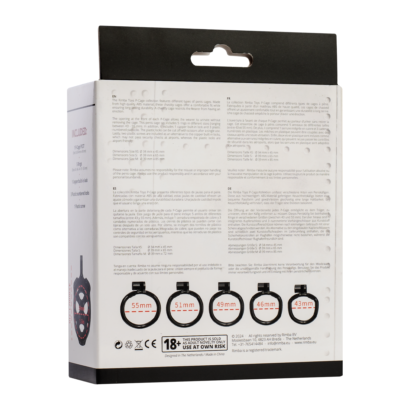 Rimba P-Cage - P-Cage PC07 - Peniskooi Maat XS - Zwart