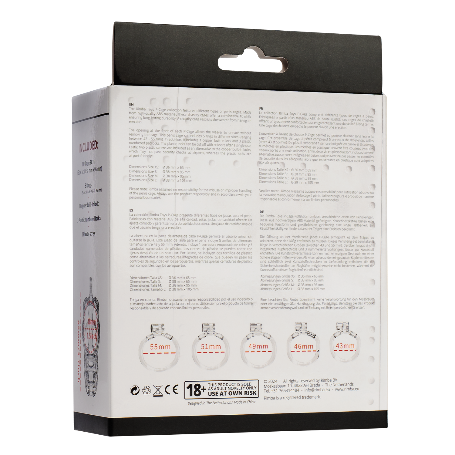 Rimba P-Cage - P-Cage PC11 - Peniskooi maat M - Transparant