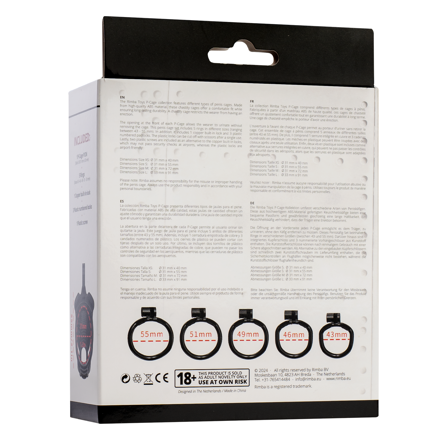 Rimba P-Cage - P-Cage PC06 - Peniskooi Maat S - Zwart