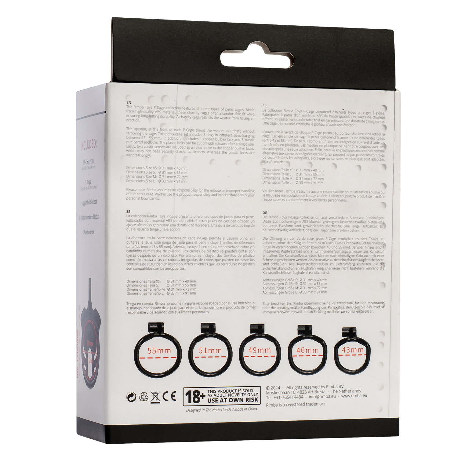 Rimba P-Cage - P-Cage PC06 - Peniskooi Maat XS - Zwart