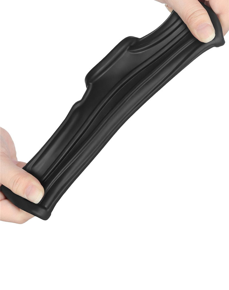 LoveToy - Ridge Knights Ring - Vibrerende Penis en Scrotum Sleeve (Ø 2,8 cm) - Zwart