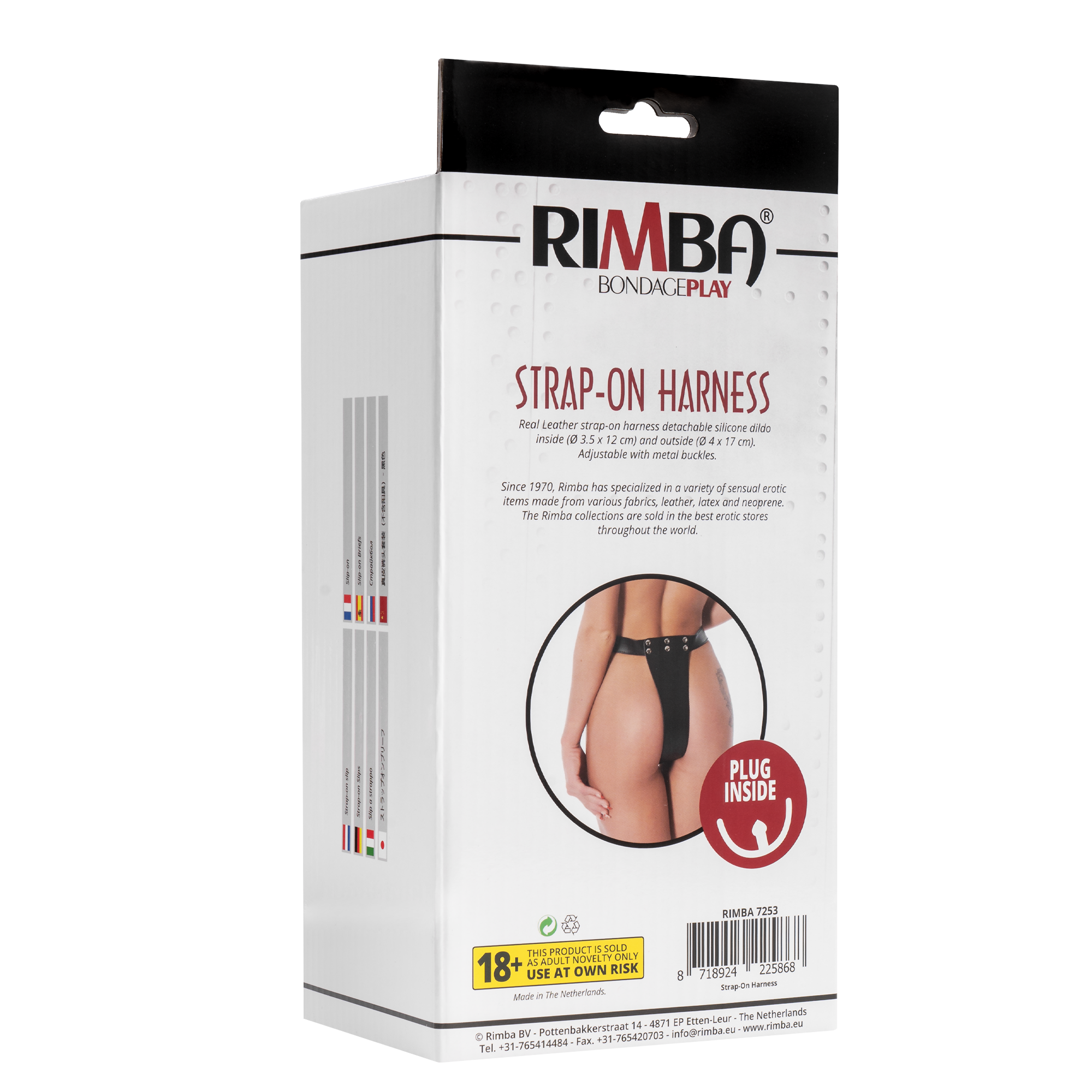 Rimba - Voorbind slip met dildo (3,5 x 12 cm.) naar binnen en (4x17 cm)naar buiten