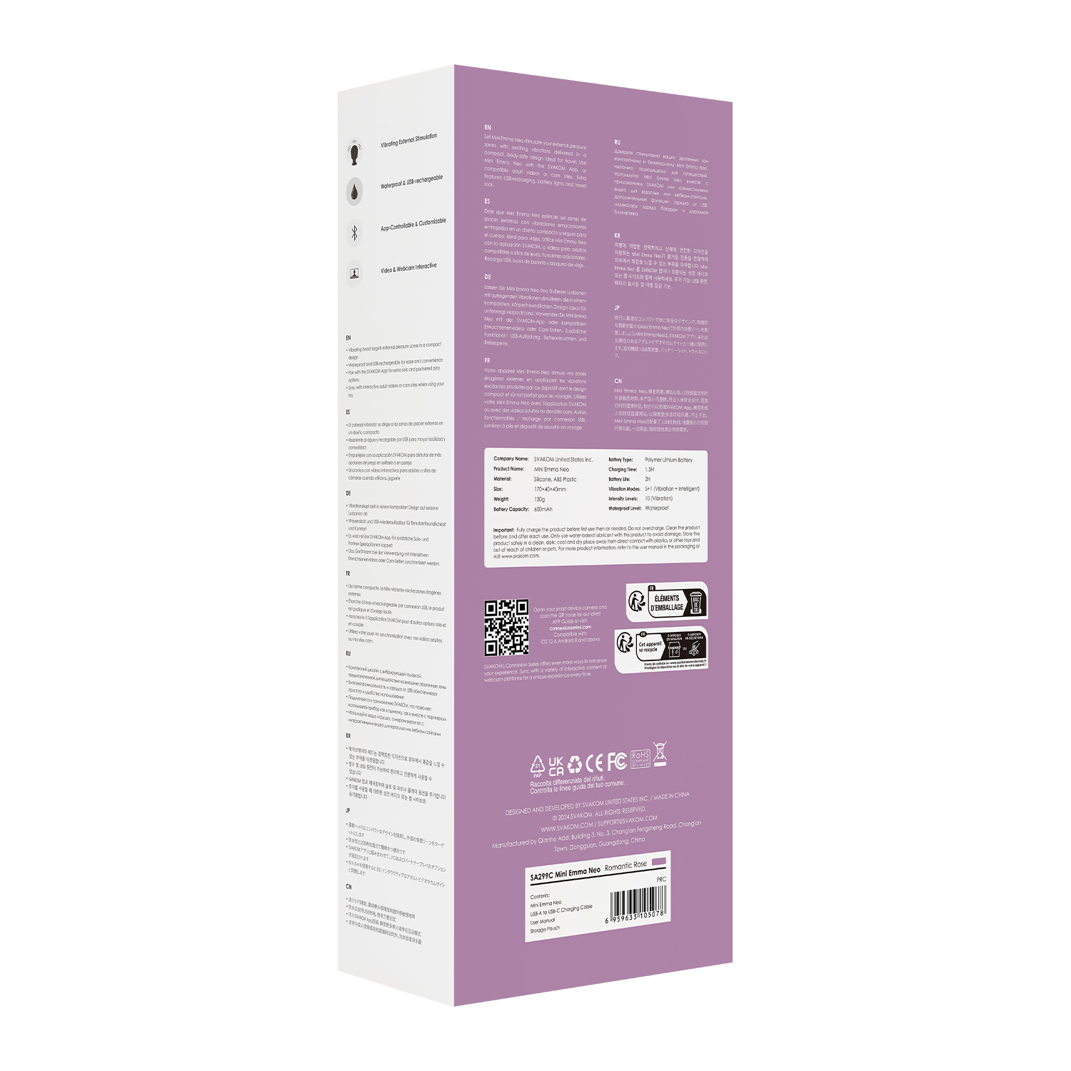 SVAKOM - Mini Emma Neo - Interactieve Compacte Wandvibrator - Roze