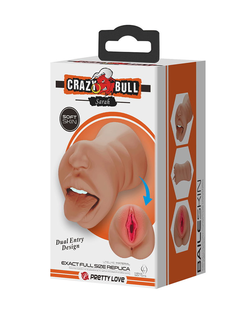 Crazy Bull - Sarah - Premium Dual Channel Mannelijke Masturbator - Bruin