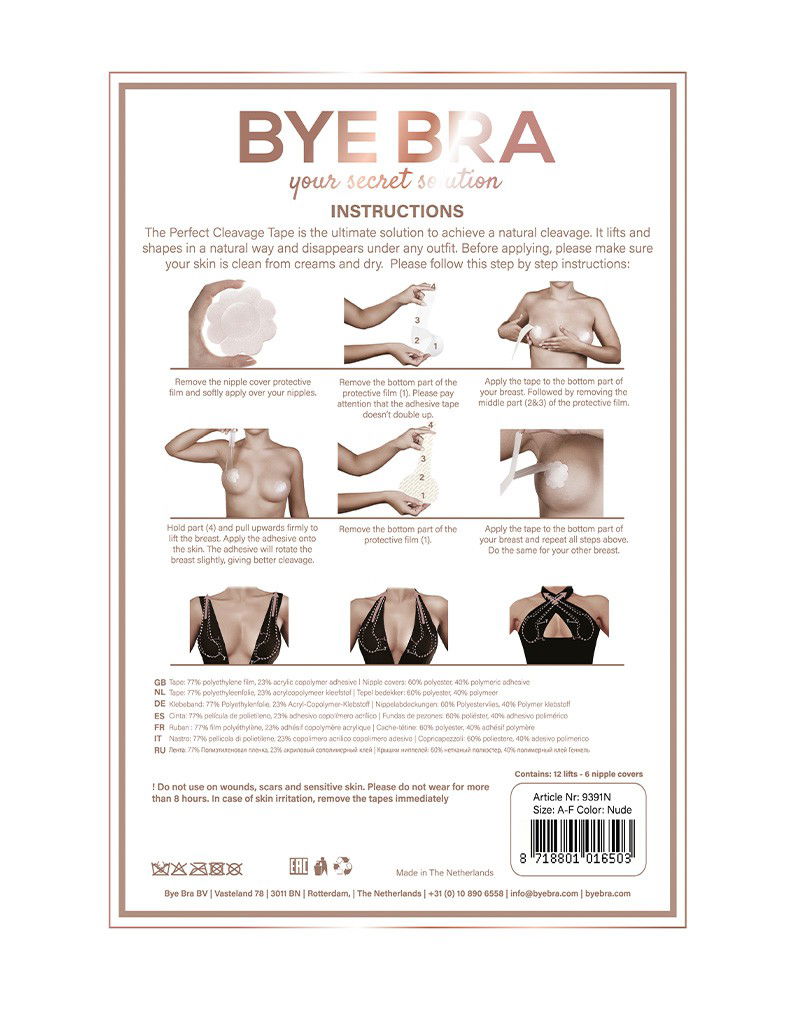 Bye Bra - Perfect Decolleté Tape A-F - Nude (3-6 paar)