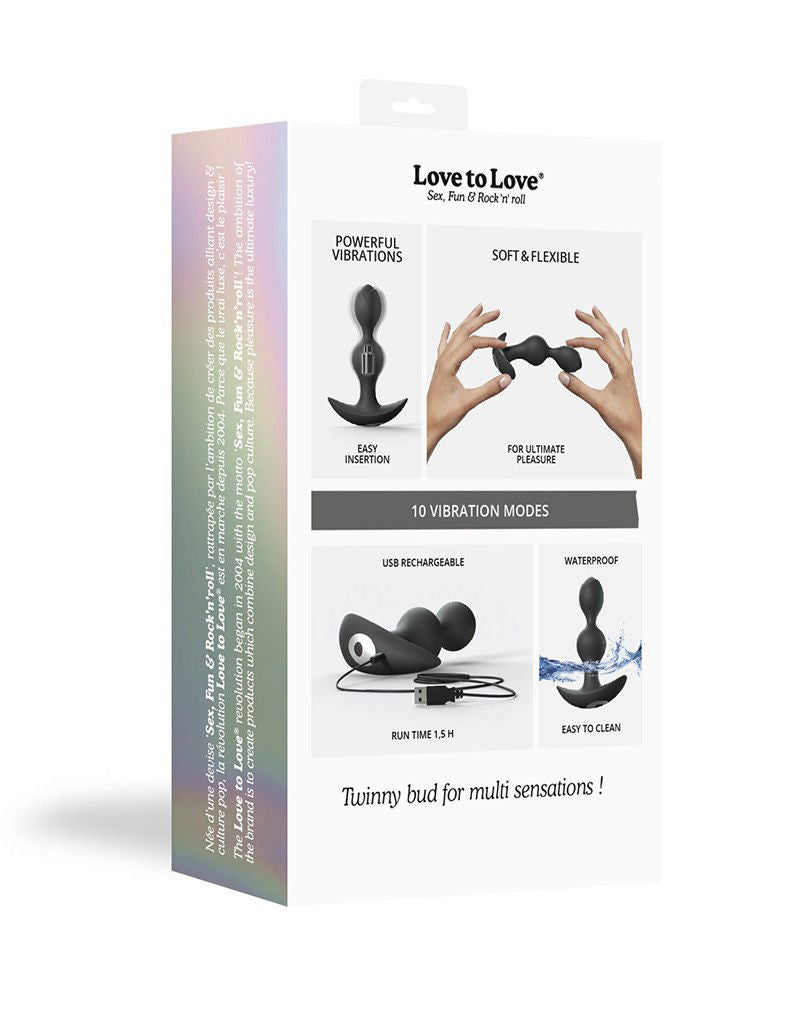 Love to Love - Twinny Bud - Vibrerende Anal Plug - Zwart