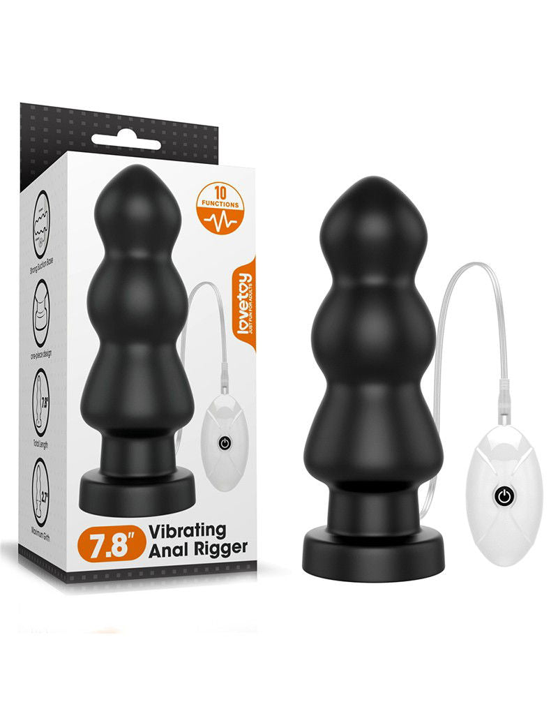 LoveToy - King Size Vibrating Anal Rigger 20 cm - Zwart