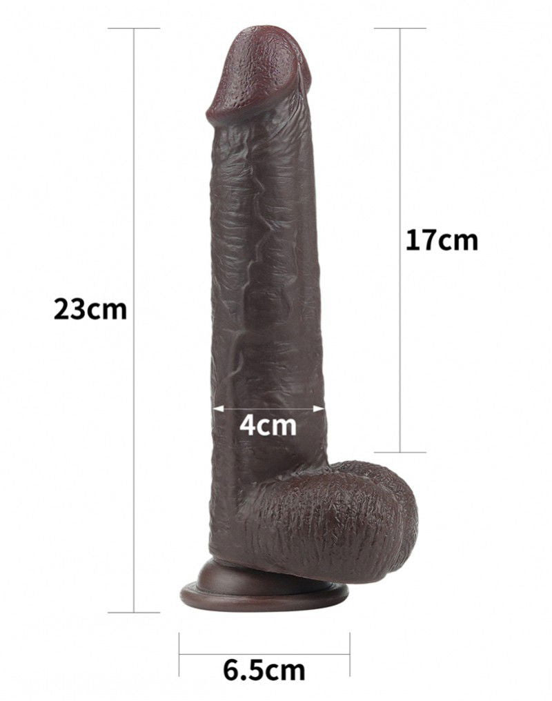 LoveToy - Sliding Skin Dildo 23 cm - Zwart
