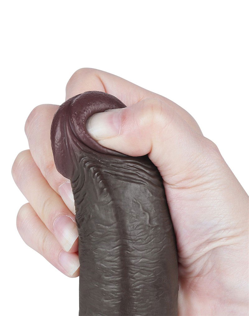 LoveToy - Sliding Skin Dildo 22.8 cm - Zwart