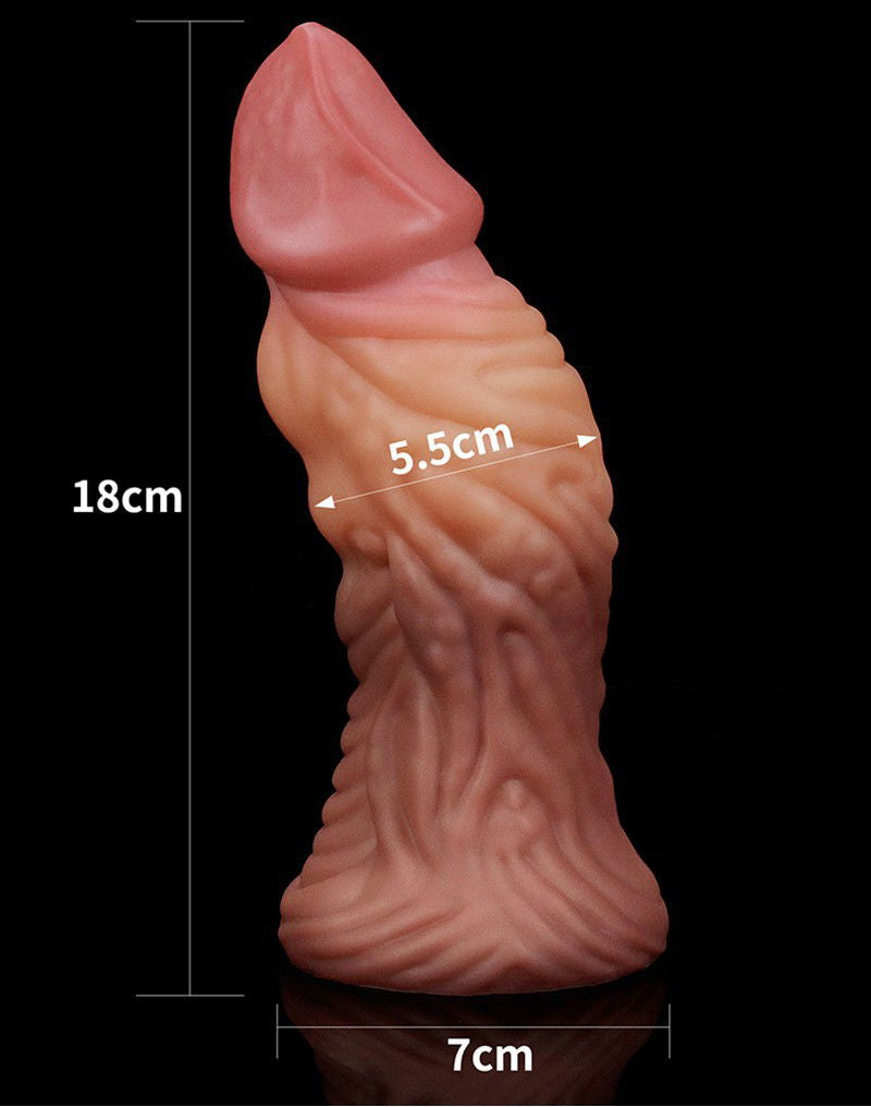 LoveToy - Dildo met Aderen 18 cm - Nude/Bruin