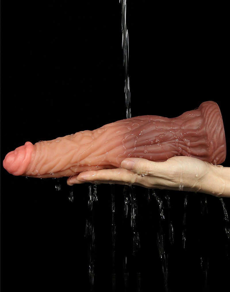 LoveToy - Dildo met Aderen 24.5 cm - Nude/Bruin