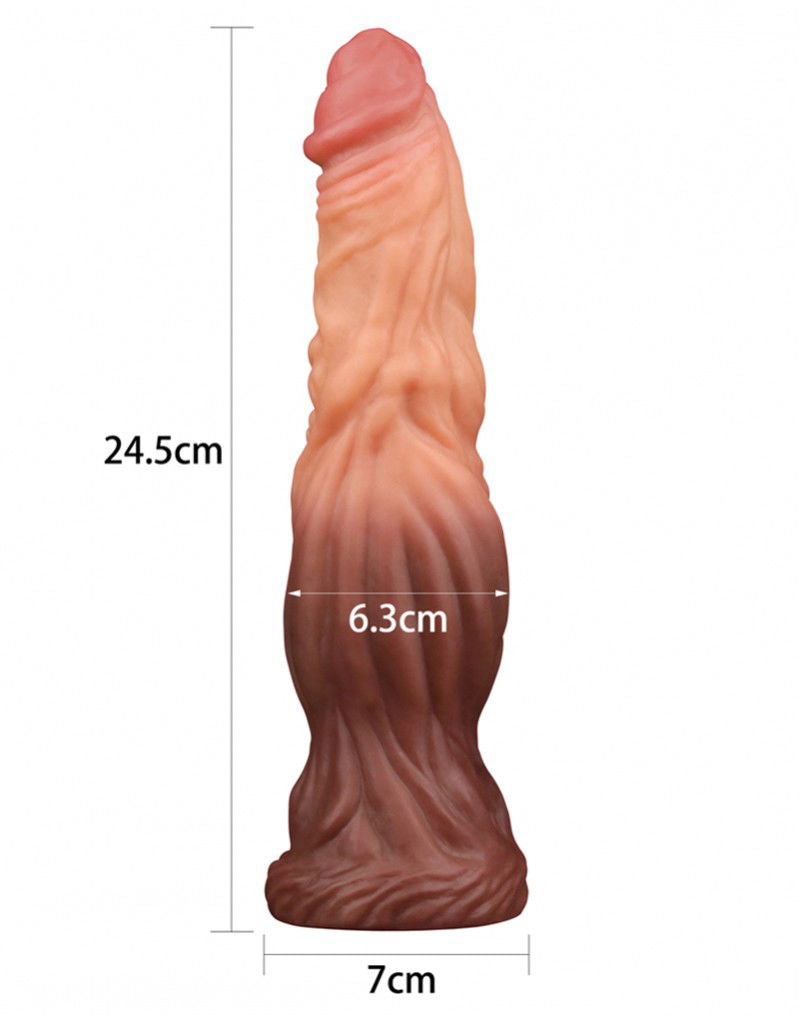 LoveToy - Dildo met Aderen 24.5 cm - Nude/Bruin