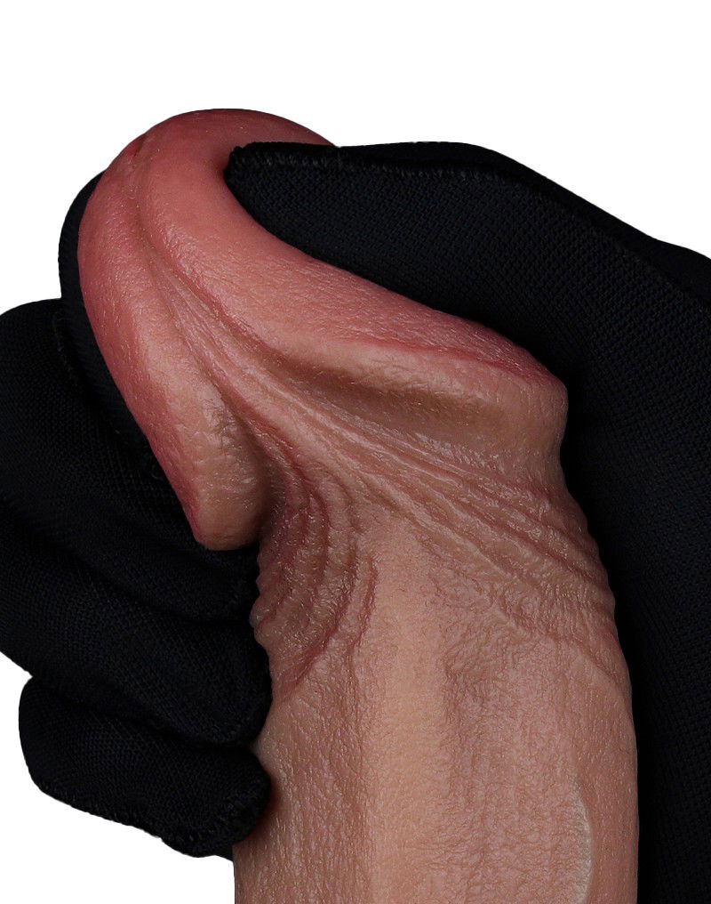 LoveToy - Dubbellaagse siliconen dildo 22,5 cm (Ø 4,2 cm) - Bruin