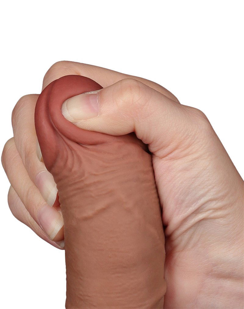 LoveToy - Sliding Skin Dildo 19,5 cm (Ø 3,5 cm) - Bruin