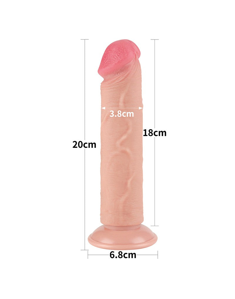 LoveToy - Glijdende Huid Dildo 20 cm (Ø 3.8 cm) - Nude