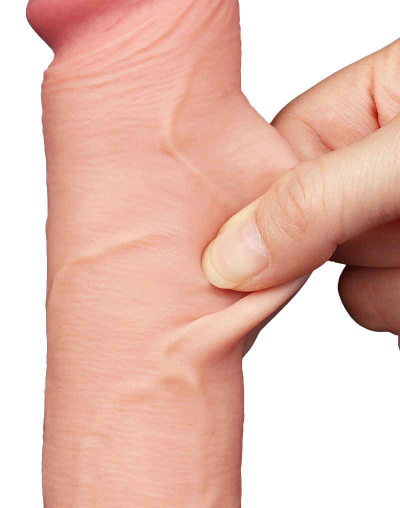 LoveToy - Glijdende Huid Dildo 20 cm (Ø 3.8 cm) - Nude