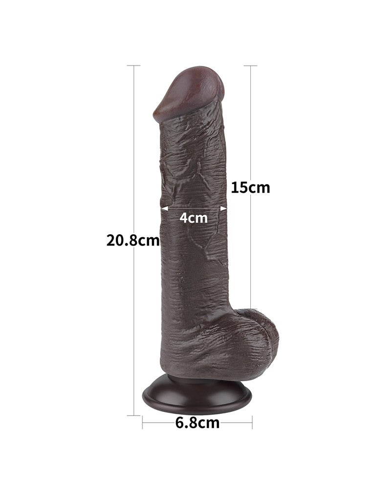 LoveToy - Glijdende Huid Dildo 20,8 cm (Ø 4 cm) - Zwart