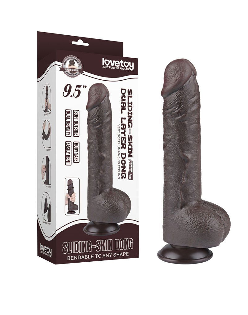 LoveToy - Aftrekbare dildo 24 cm (Ø 4,3 cm) - Zwart