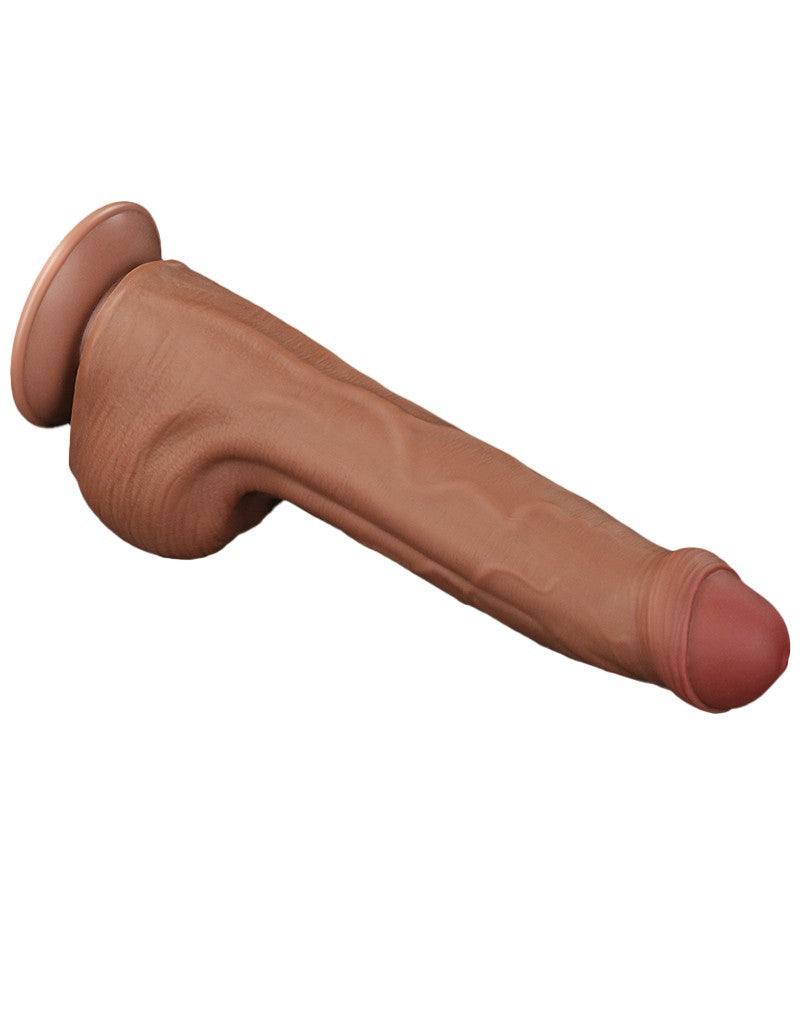 LoveToy - Sliding Skin Dildo 29 cm - Bruin