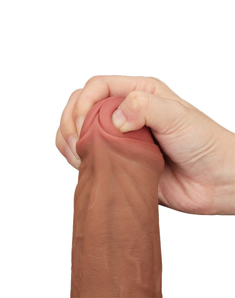 LoveToy - Sliding Skin Dildo 29 cm - Bruin