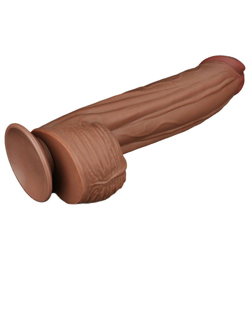 LoveToy - Sliding Skin Dildo 31 cm - Bruin