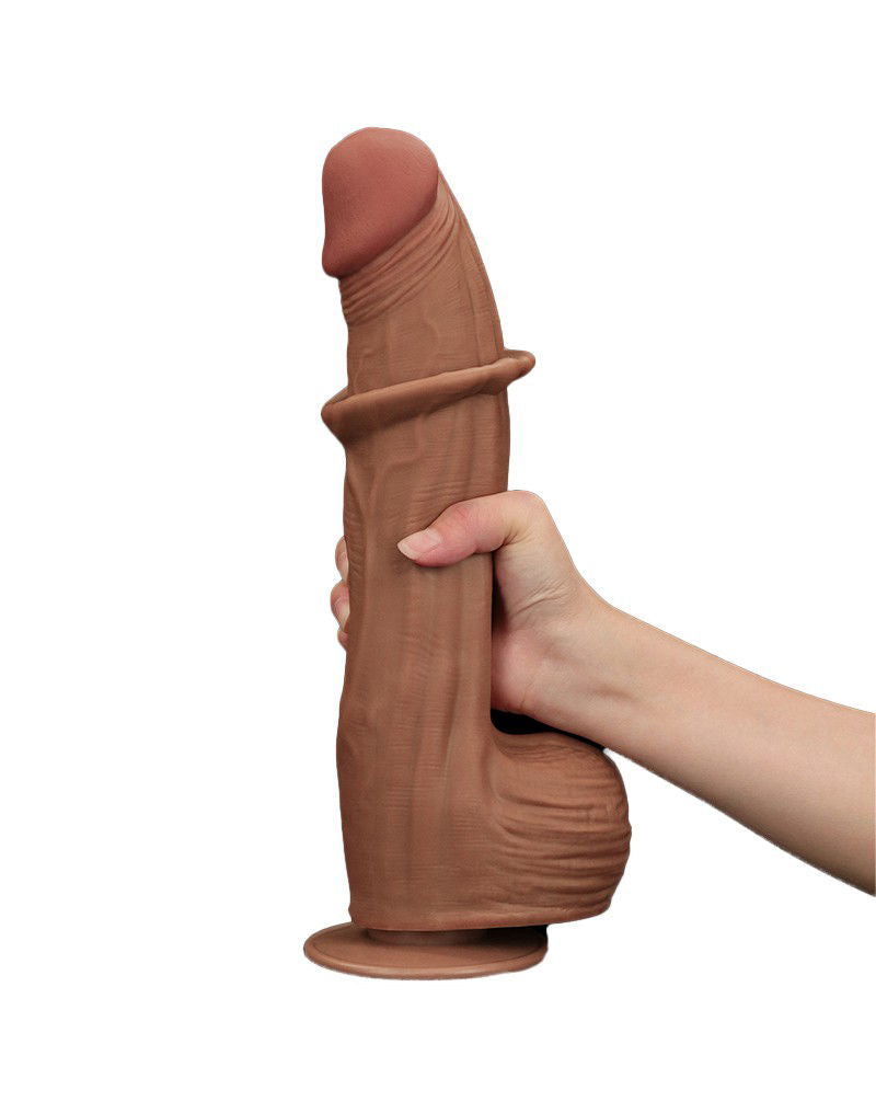 LoveToy - Sliding Skin Dildo 31 cm - Bruin