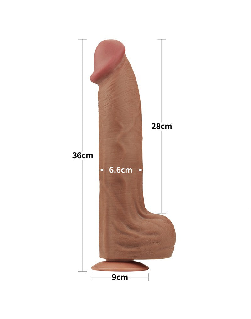 LoveToy - Sliding Skin Dildo 36 cm - Bruin