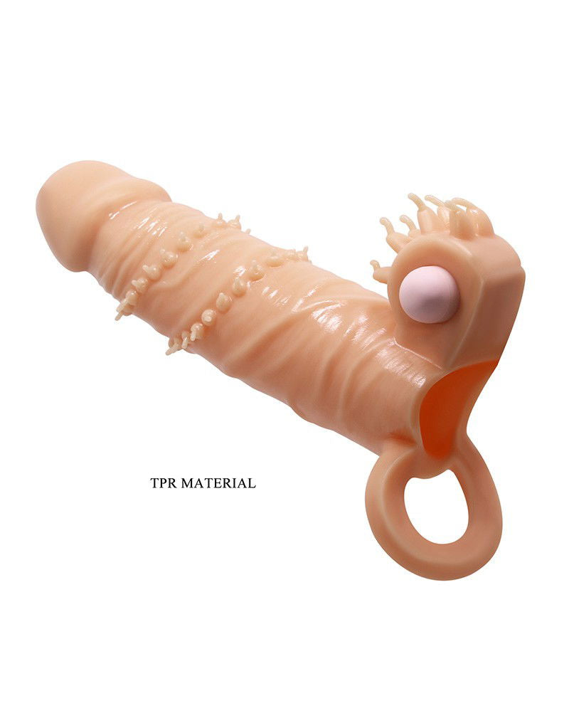 Pretty Love - Connor - Penis Sleeve Vibrator met Clitoris Stimulator - Nude