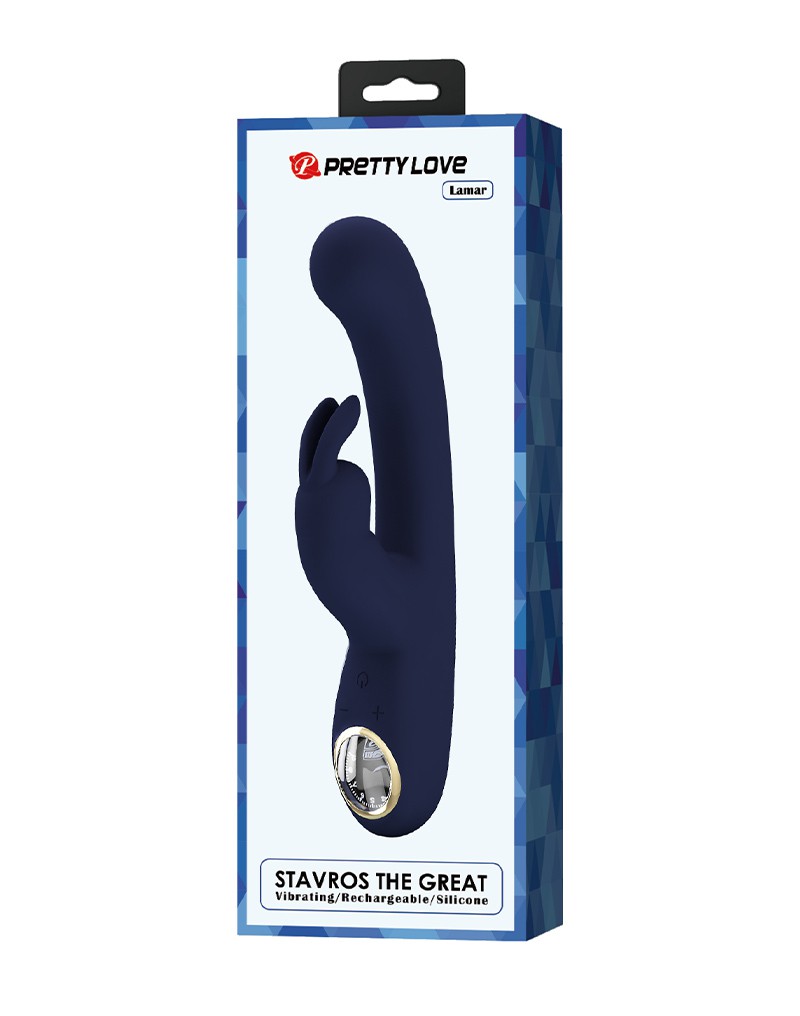 Pretty Love - Lamar - Rabbit Vibrator met Digitaal LED Display - Donkerblauw