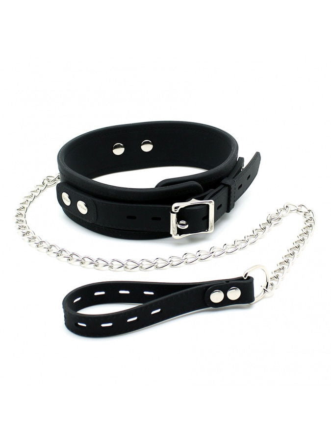 Rimba - Halsband 5 cm breed met hondenketting, verstelbaar met gesp.